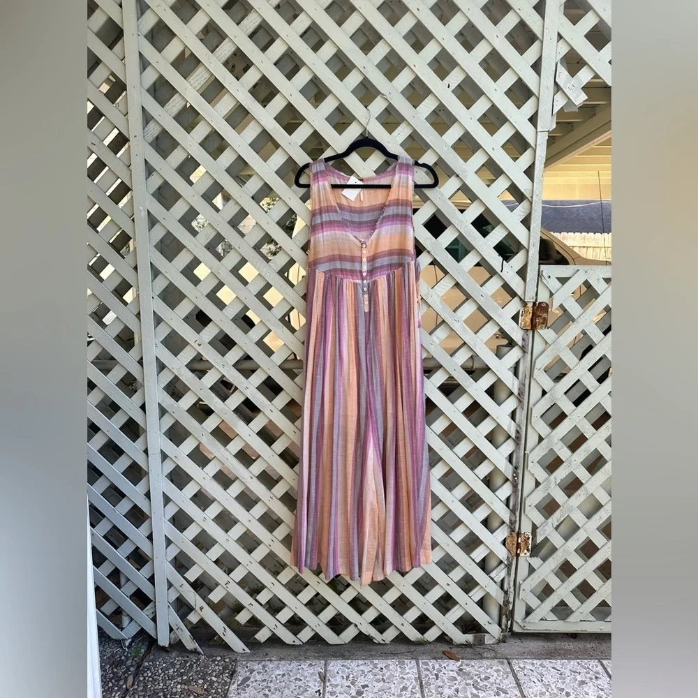 Free People Nora Stripped Jumpsuit